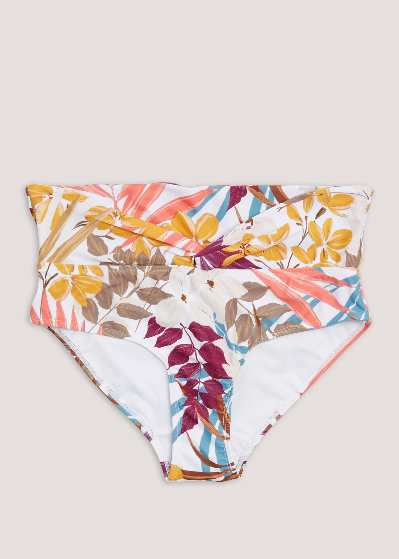 Buy Multicoloured Leaf Print Fold Over Bikini Bottoms Online In Uae