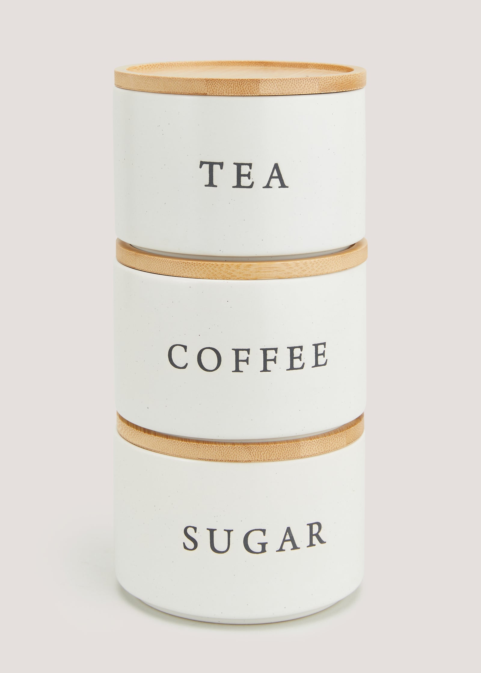 Buy Cream Tea Coffee And Sugar Stackable Canisters 24cm X 11cm Online In Oman From Matalan