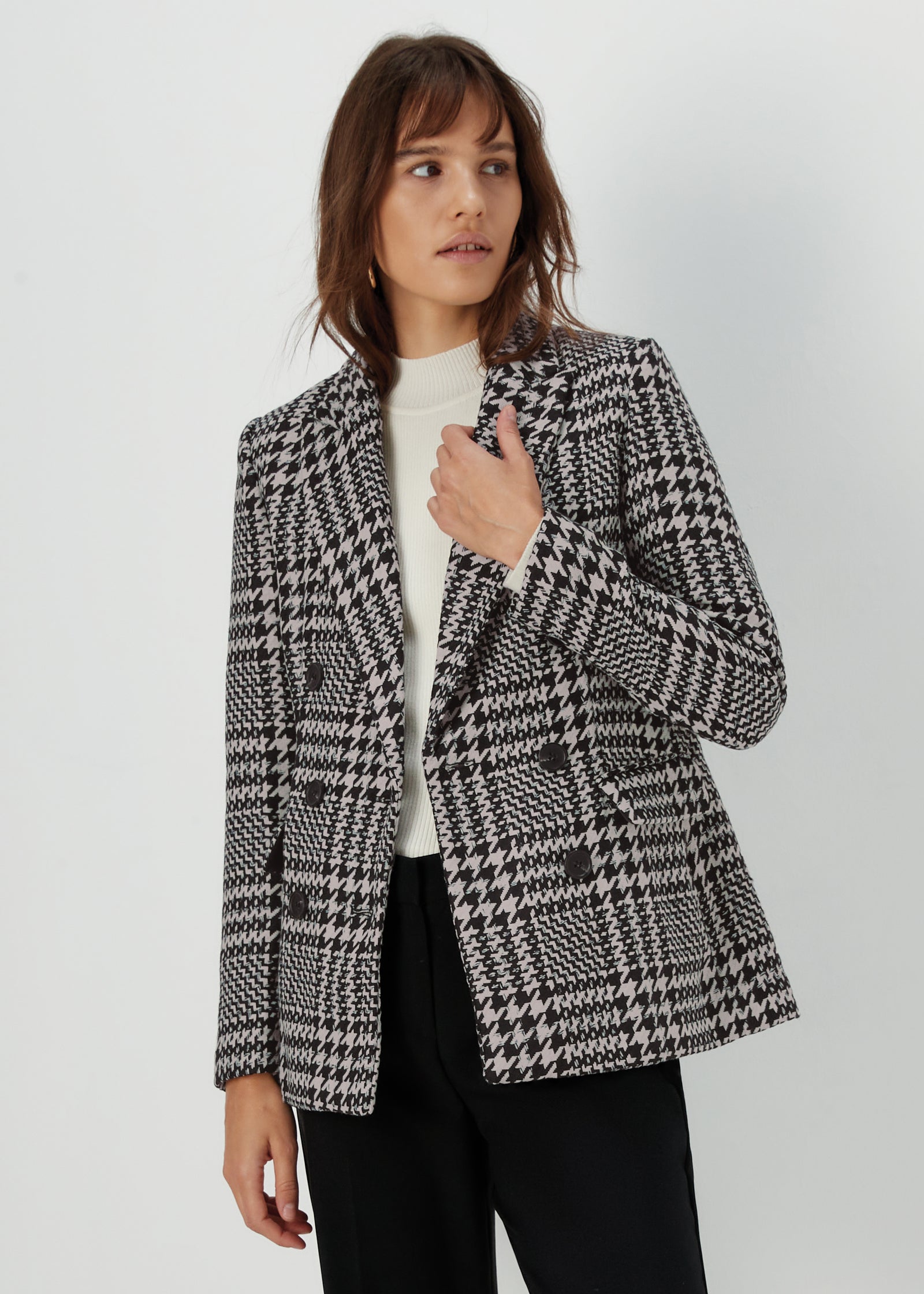 Buy Et Vous Black Check Textured Blazer Online in UAE from Matalan