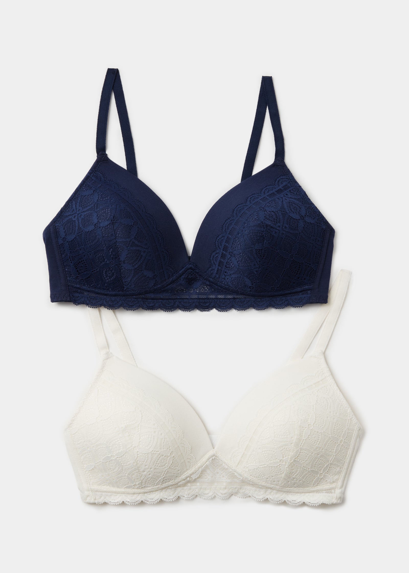 Buy 2 Pack Navy Lace Non Wired Padded Bra Online in UAE from Matalan