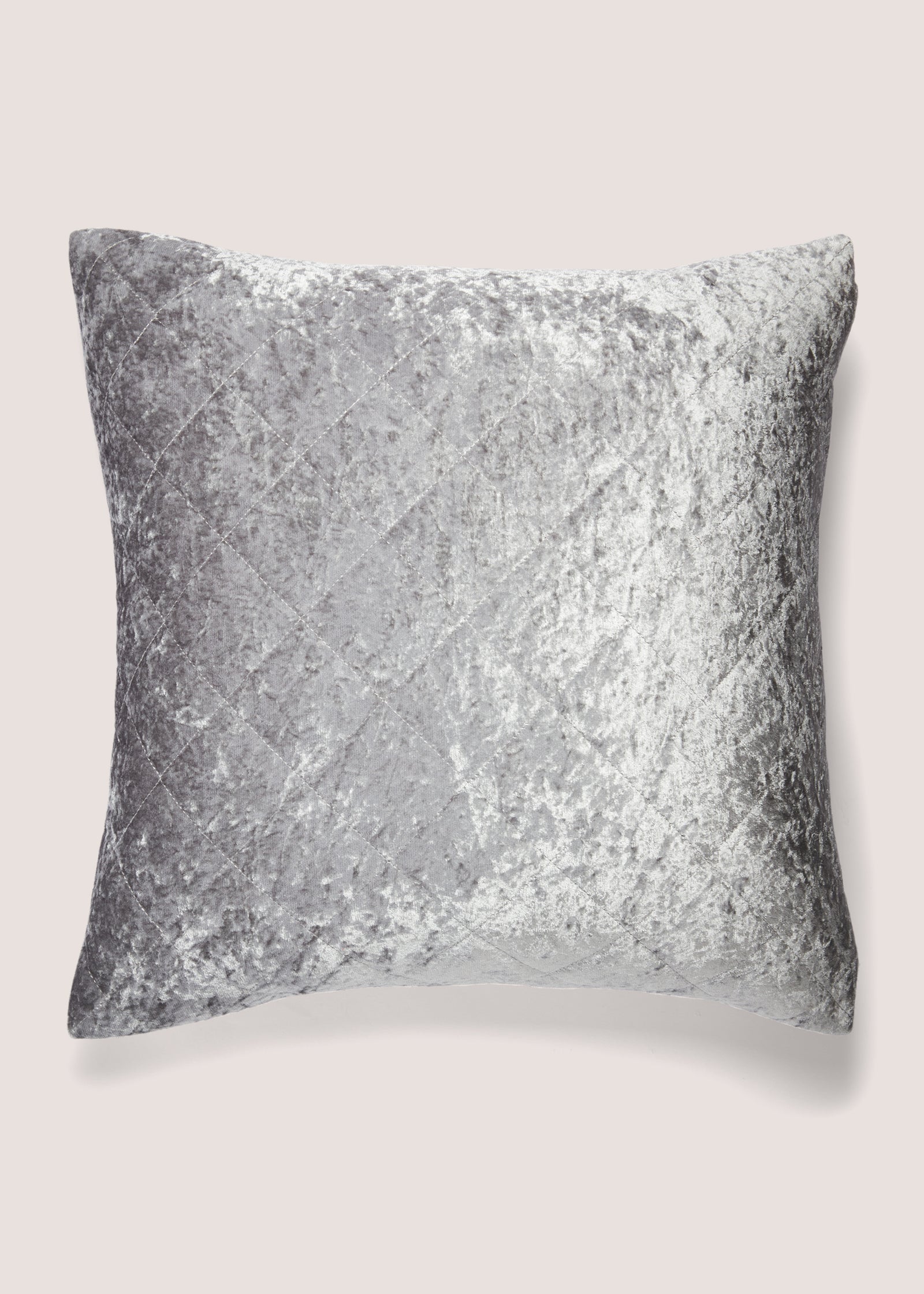 Buy Silver Quilted Crushed Velvet Cushion 43cm x 43cm Online in Saudi Arabia from Matalan