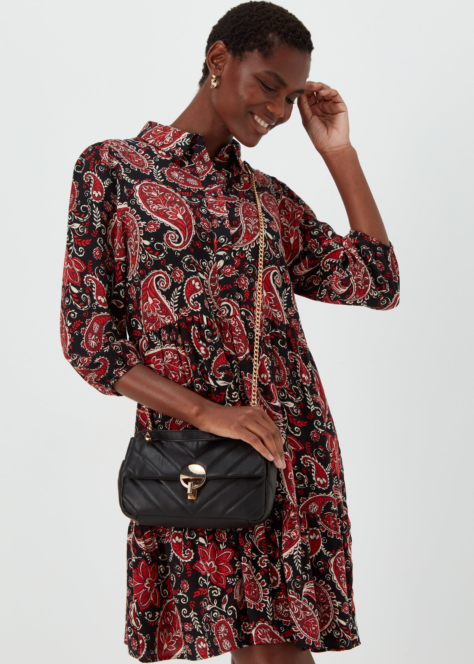 Buy Black Quilted Chain Flap Bag Online in Jordan from Matalan