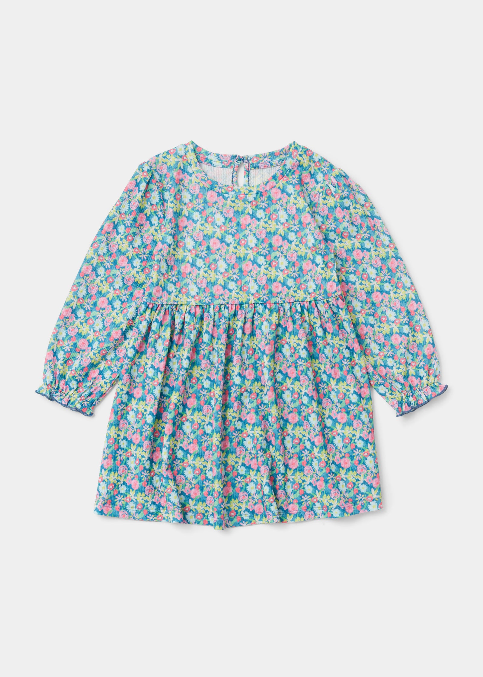 Buy Girls Multicoloured Floral Long Sleeve Crinkle Dress Online in UAE ...