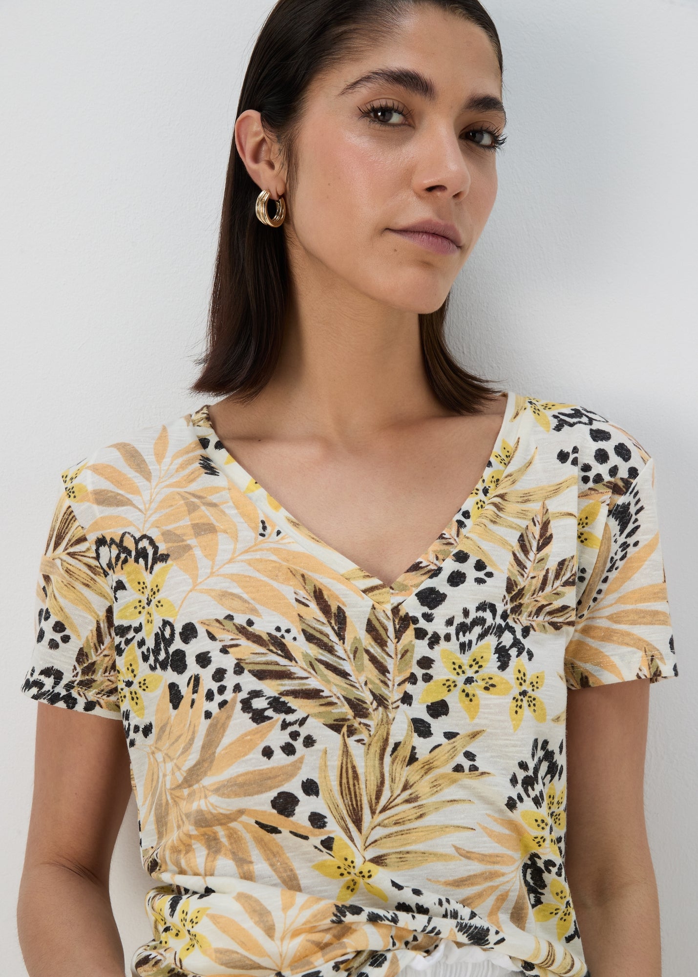 Invert Print Jersey Top- Tiffany Flower