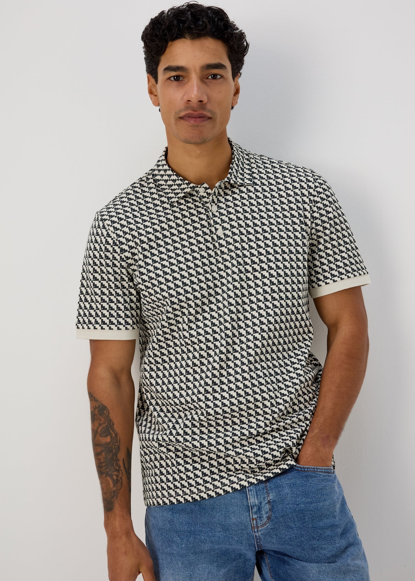 Buy Stairs Grid Pattern Polo T-Shirt Online in UAE from Matalan