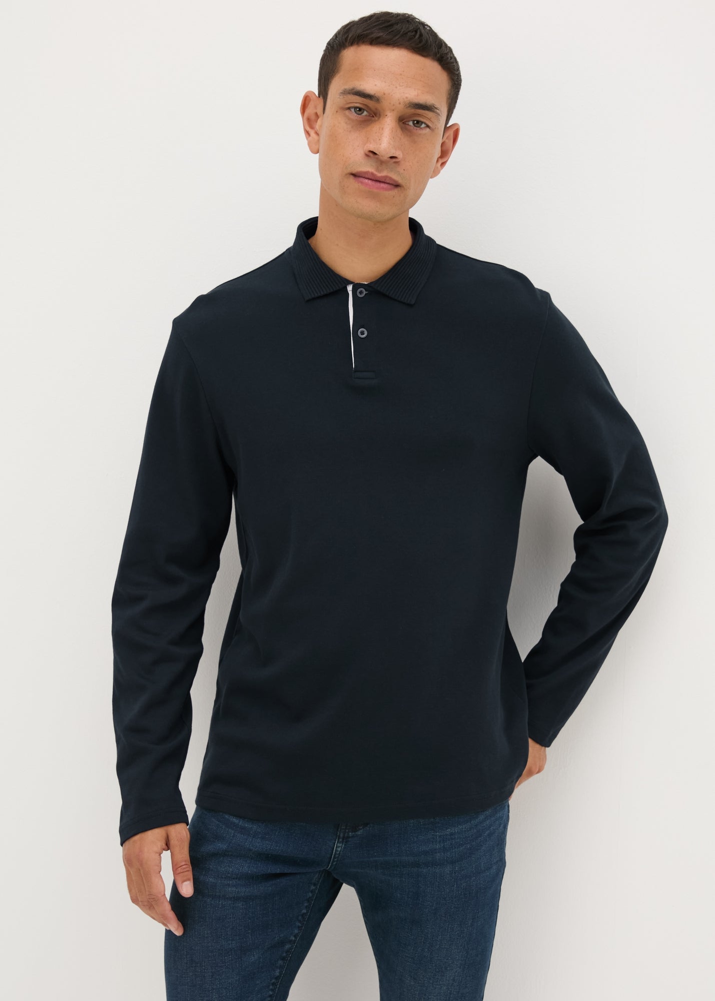 Buy Contrast Placket Long Sleeve Polo Shirt Online in UAE from Matalan