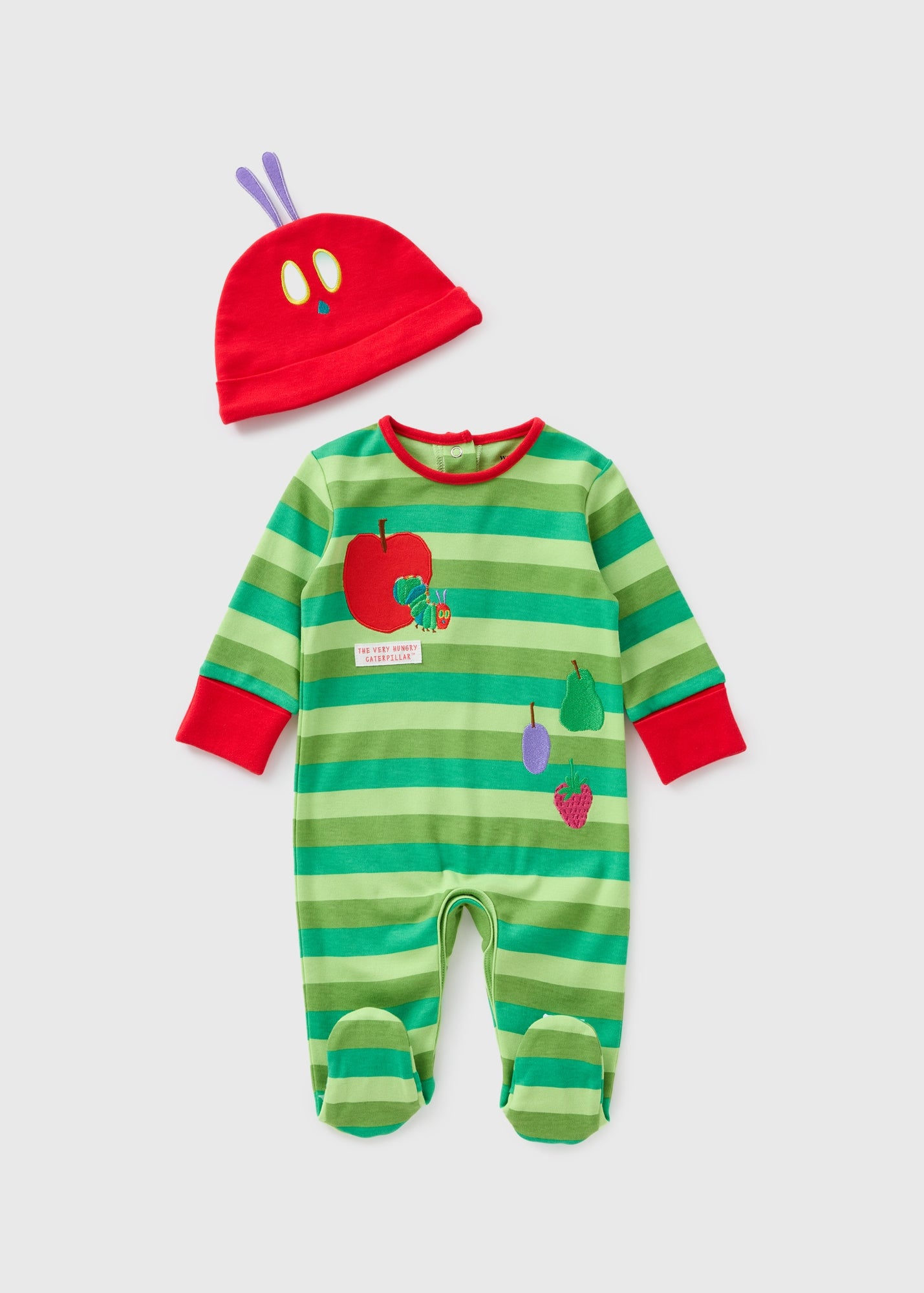Jojo Maman Bebe Hungry Caterpillar Baby Grow Chambray 2-Piece The