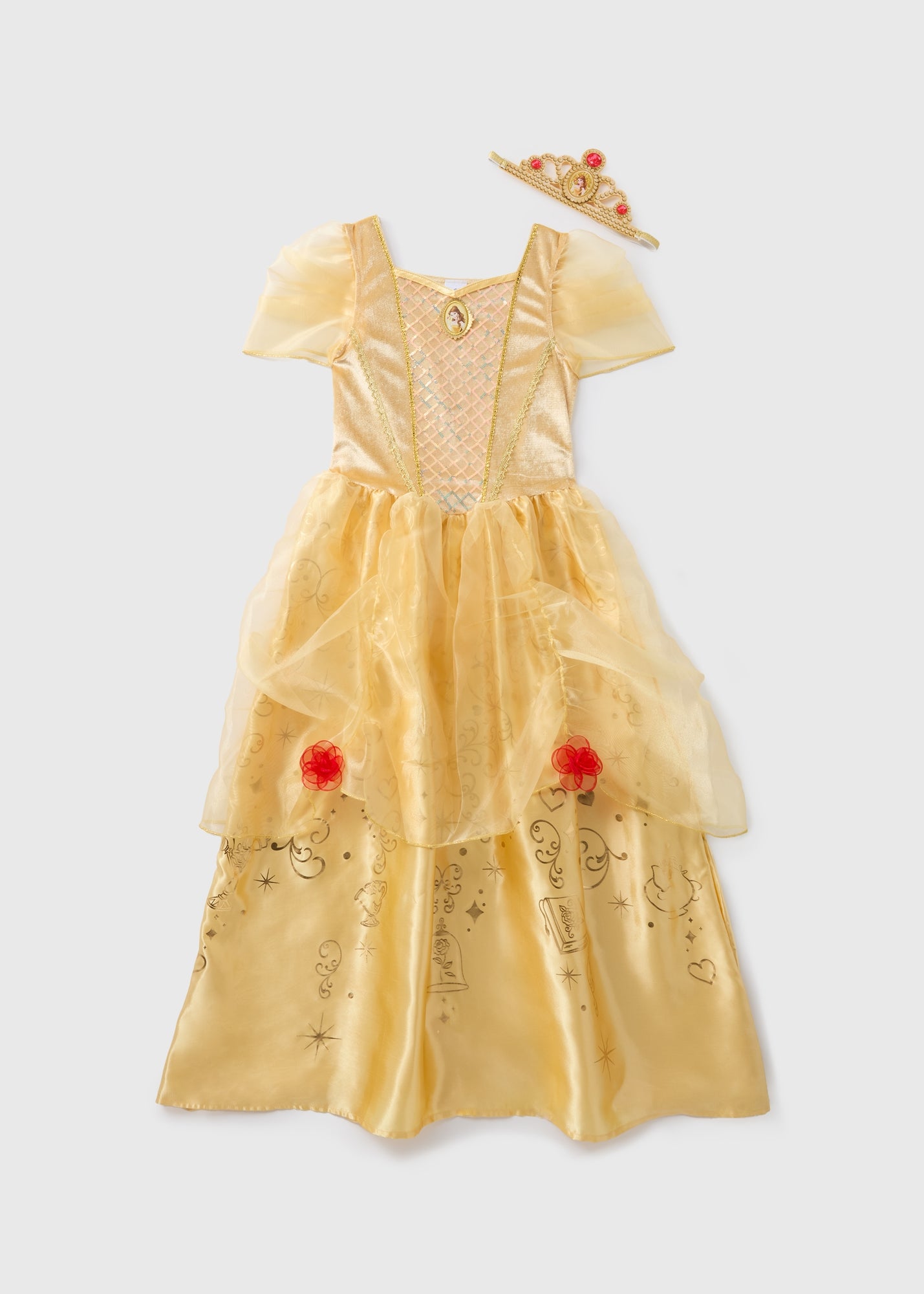 disney store princess belle dress Halloween Costume Girl Size 4 5/6 hair pin and bracelet designed to fit Style Stories Belle fashion dolls (sold separately) Belle Disney Princess Dress For