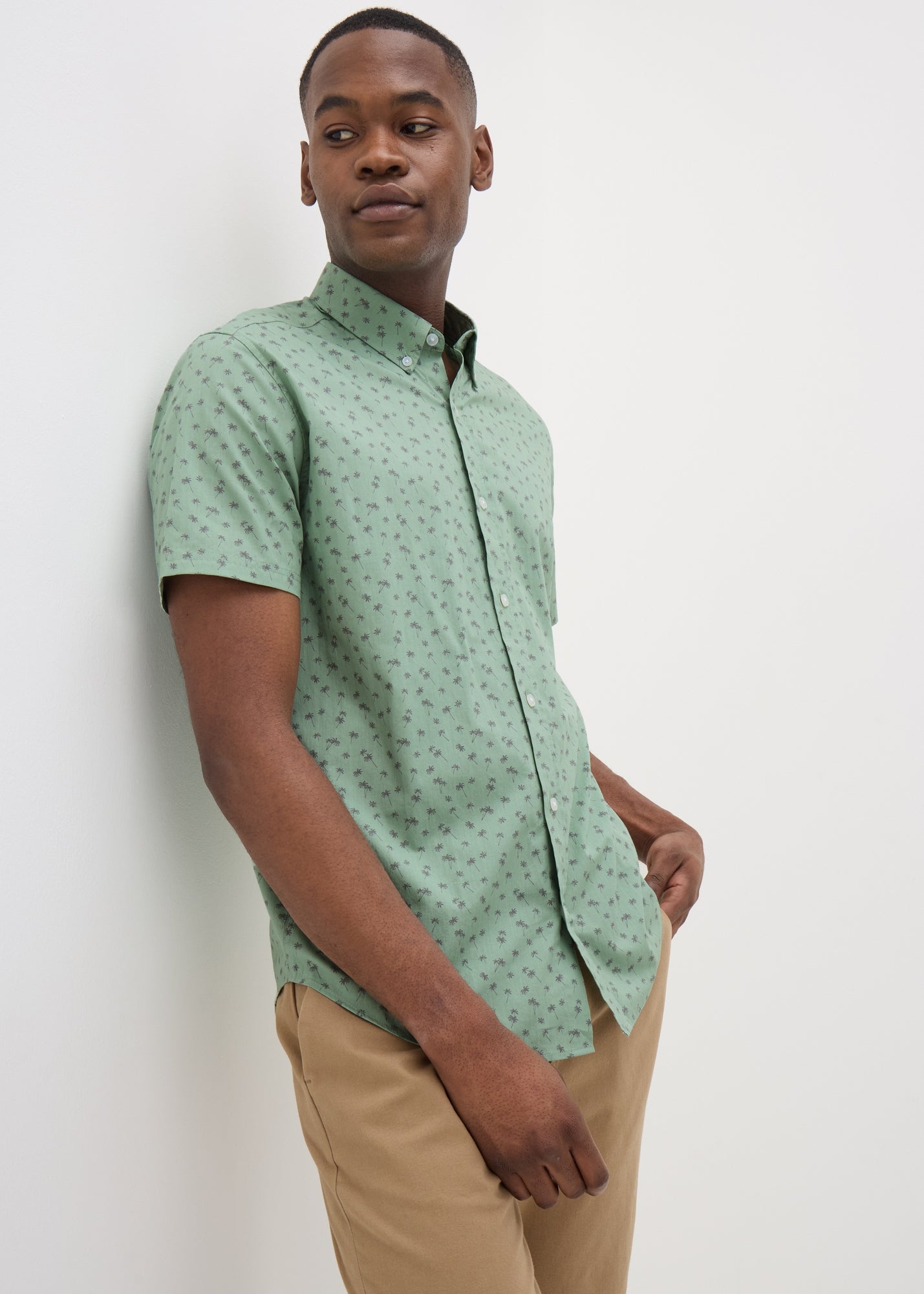 Organic Muslin Polo/Short Set- Palm Trees