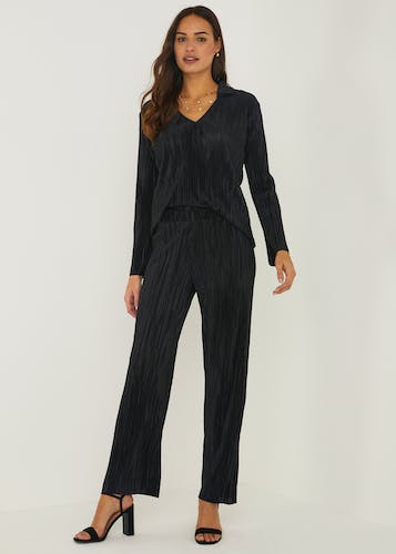 Et Vous Black Pleat Front Snaffle Trousers - Matalan