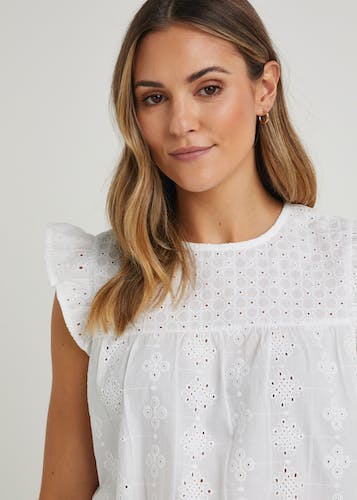 Buy Papaya Petite White Schiffley Front Top Online in Oman from Matalan