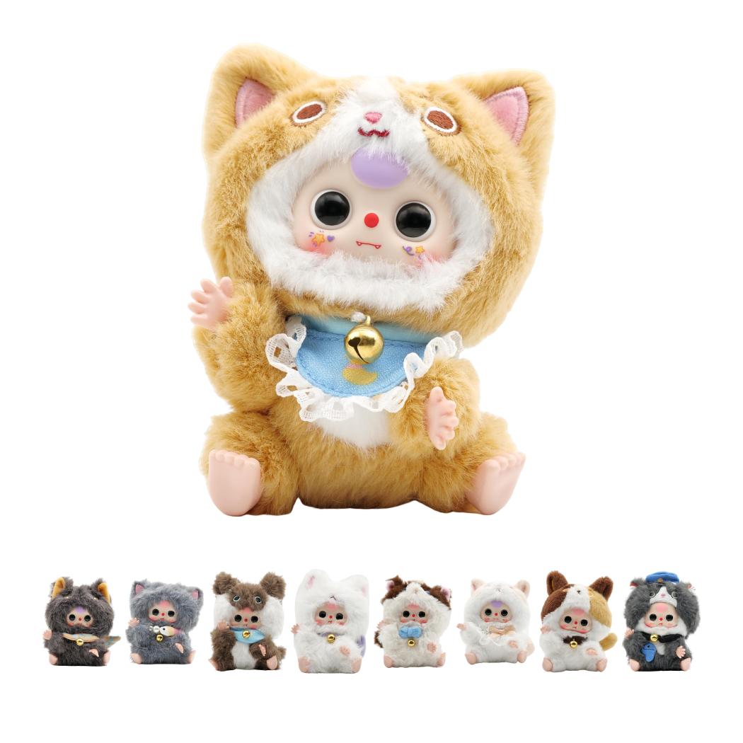 子猫ベビー♡三つ子ちゃん♡カゴセット♡アートドール♡ぬいぐるみ♡ Buy Baby Three Sitting Kitten Vinyl Plush Toy Online in Qatar - bfab