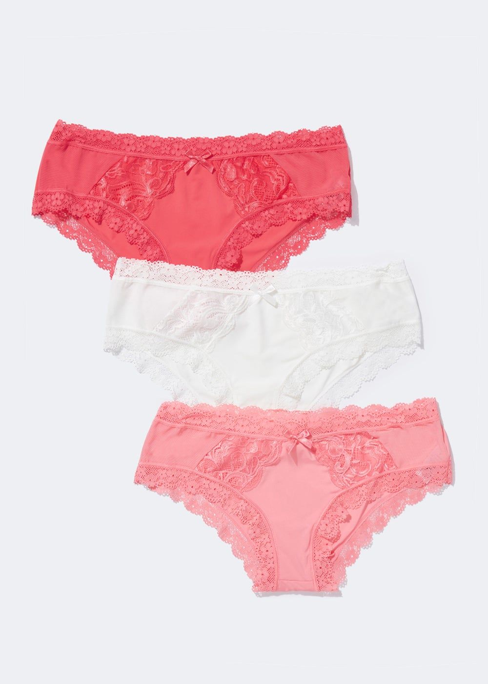 3 Pack Multicoloured Lace High Leg Knickers - Matalan