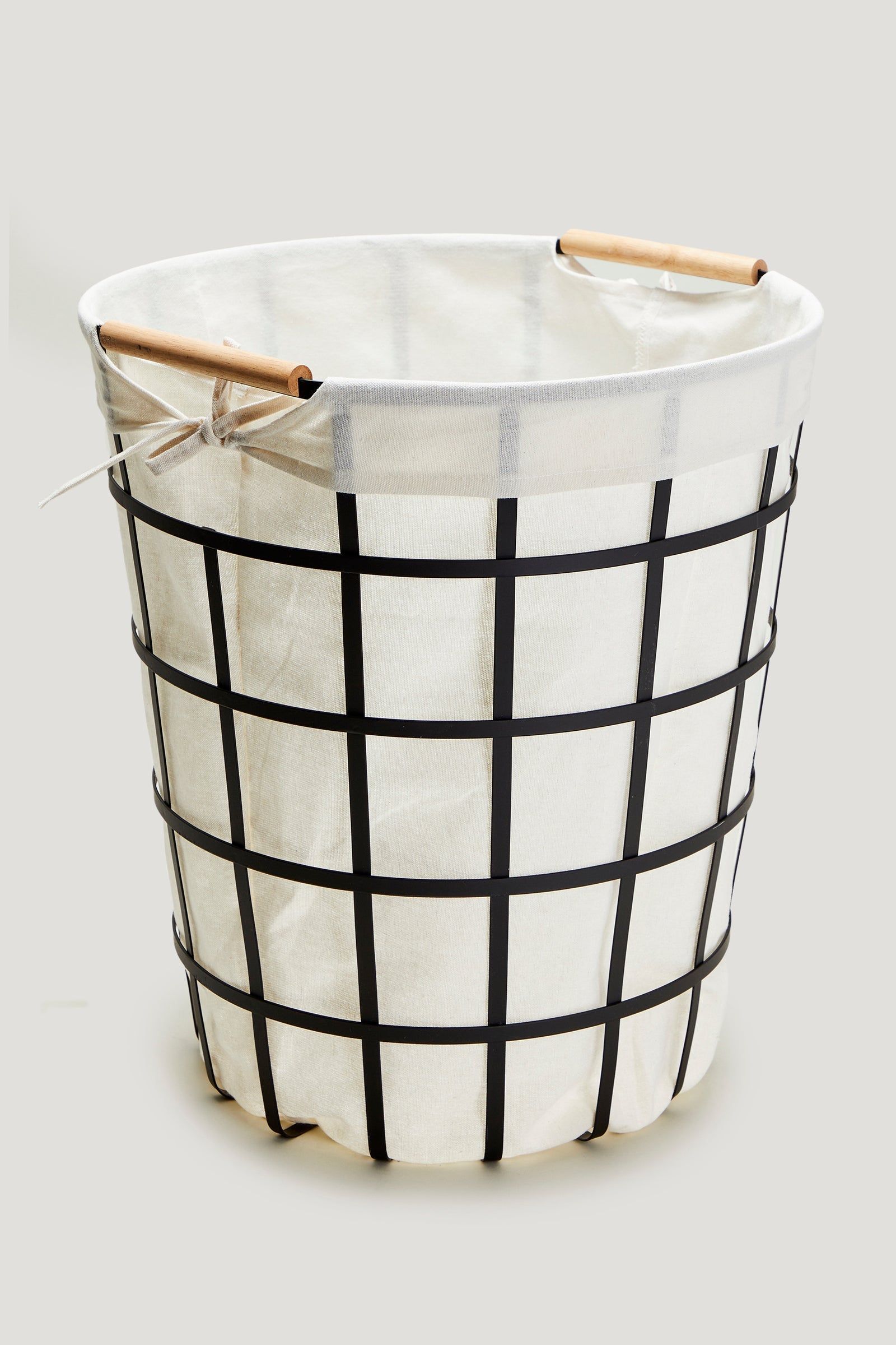 Buy Wire Wood Laundry Basket Black One Size Online in UAE from Matalan
