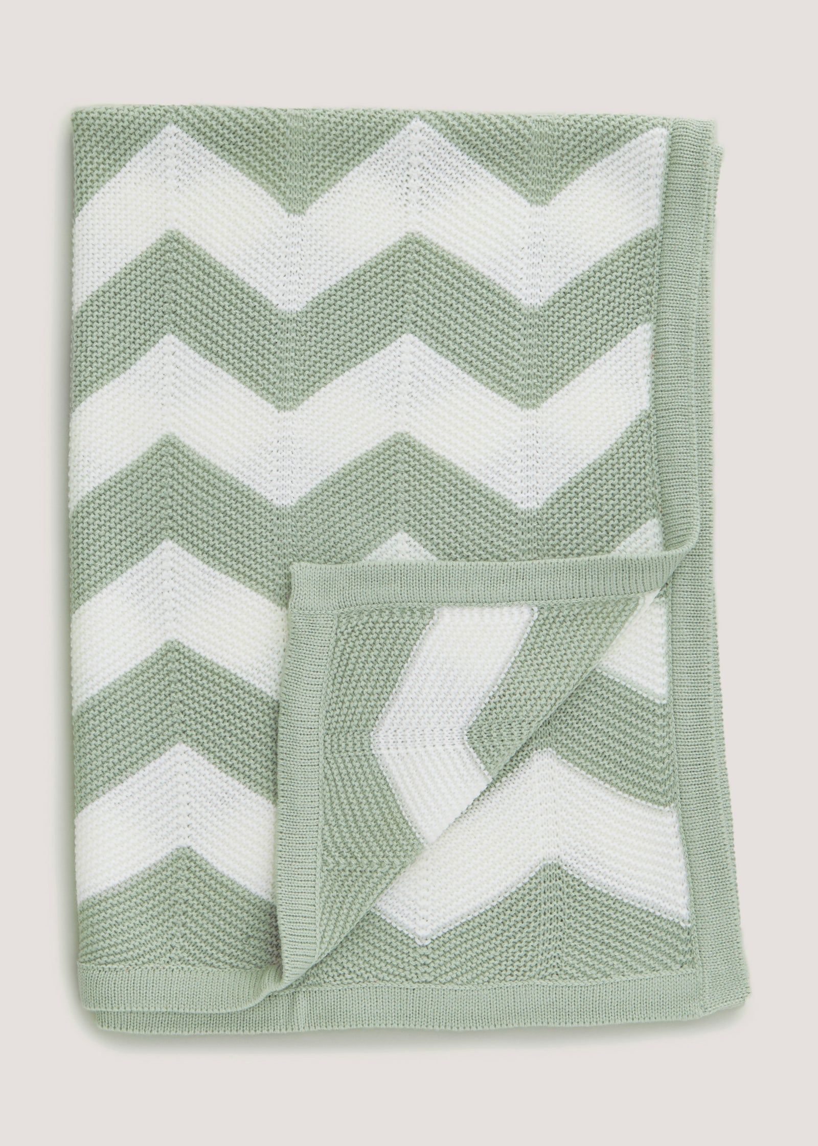 Buy Green Chevron Knitted Baby Blanket 90cm x 70cm Online in Qatar from Matalan