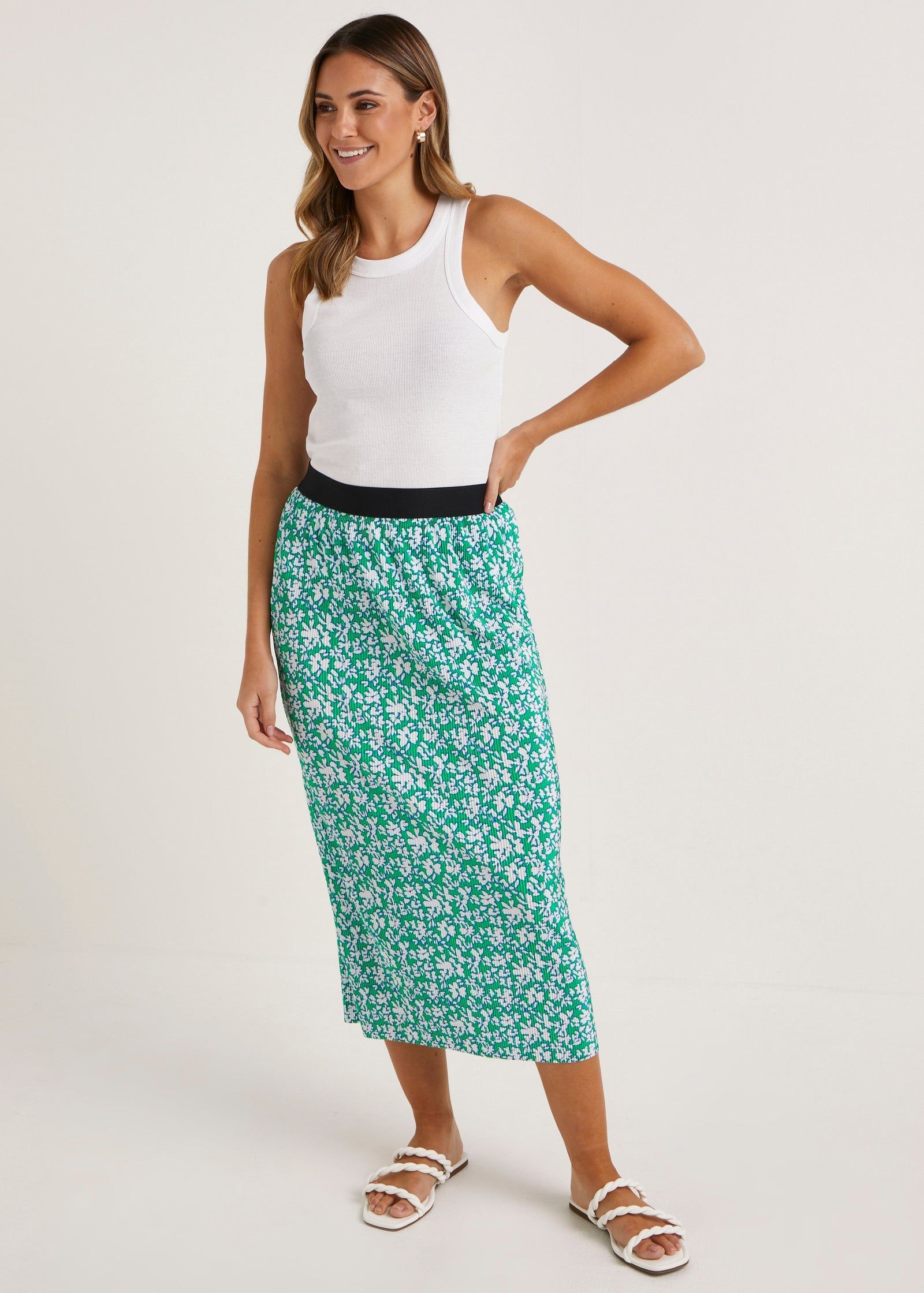 Green pleated skirt outlet matalan