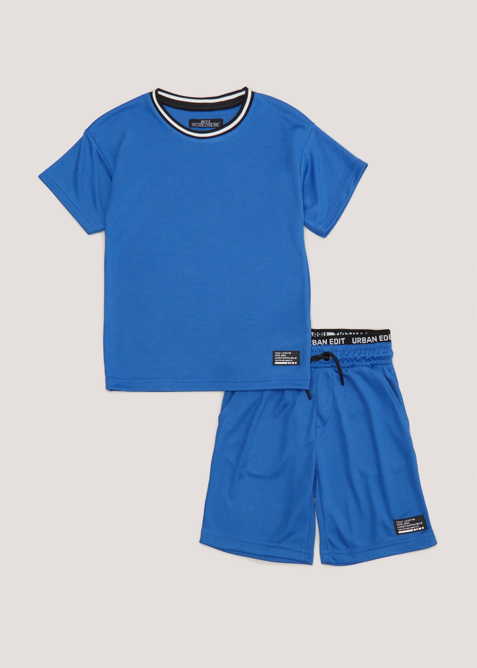 Buy Boys Blue Mesh T Shirt Shorts Set 4 13yrs Online in UAE from Matalan