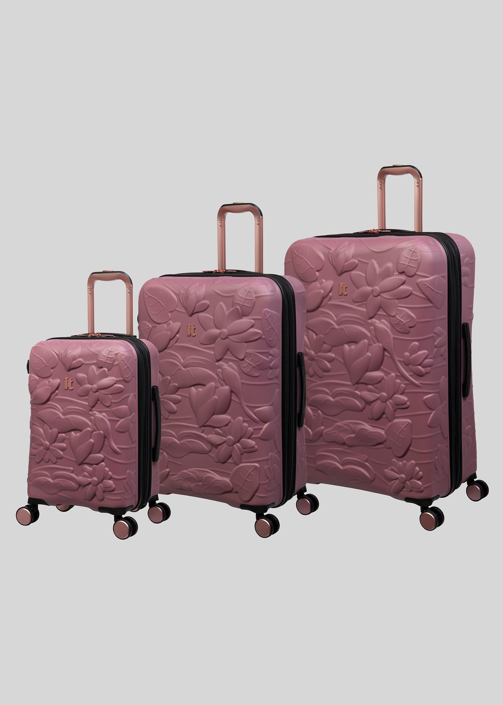 Buy IT Luggage Pink 3D Floral Suitcase Pink L Online in Qatar from Matalan