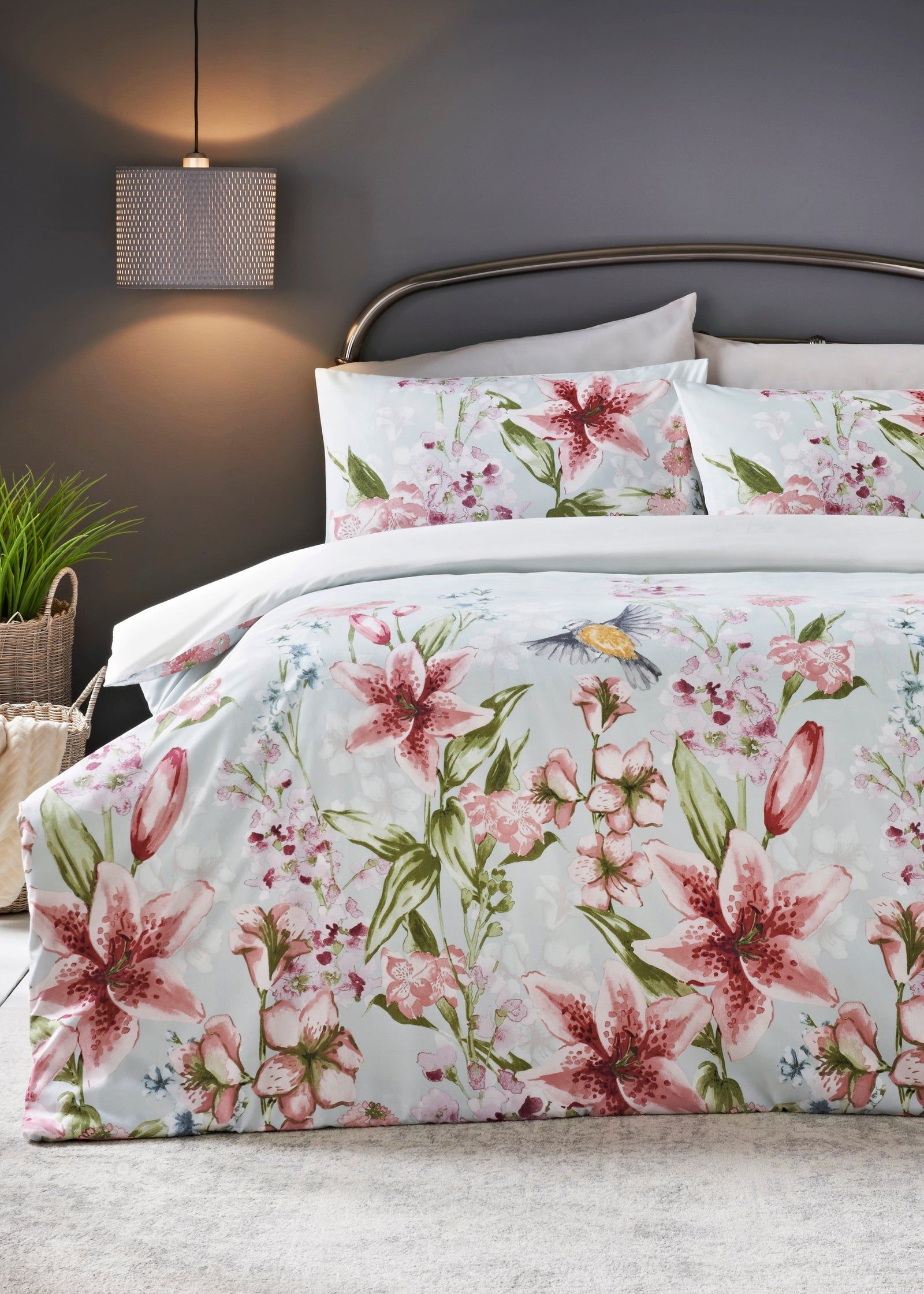 Buy Floral Duvet Cover Duck Egg Blue Single Online in Bahrain from Matalan