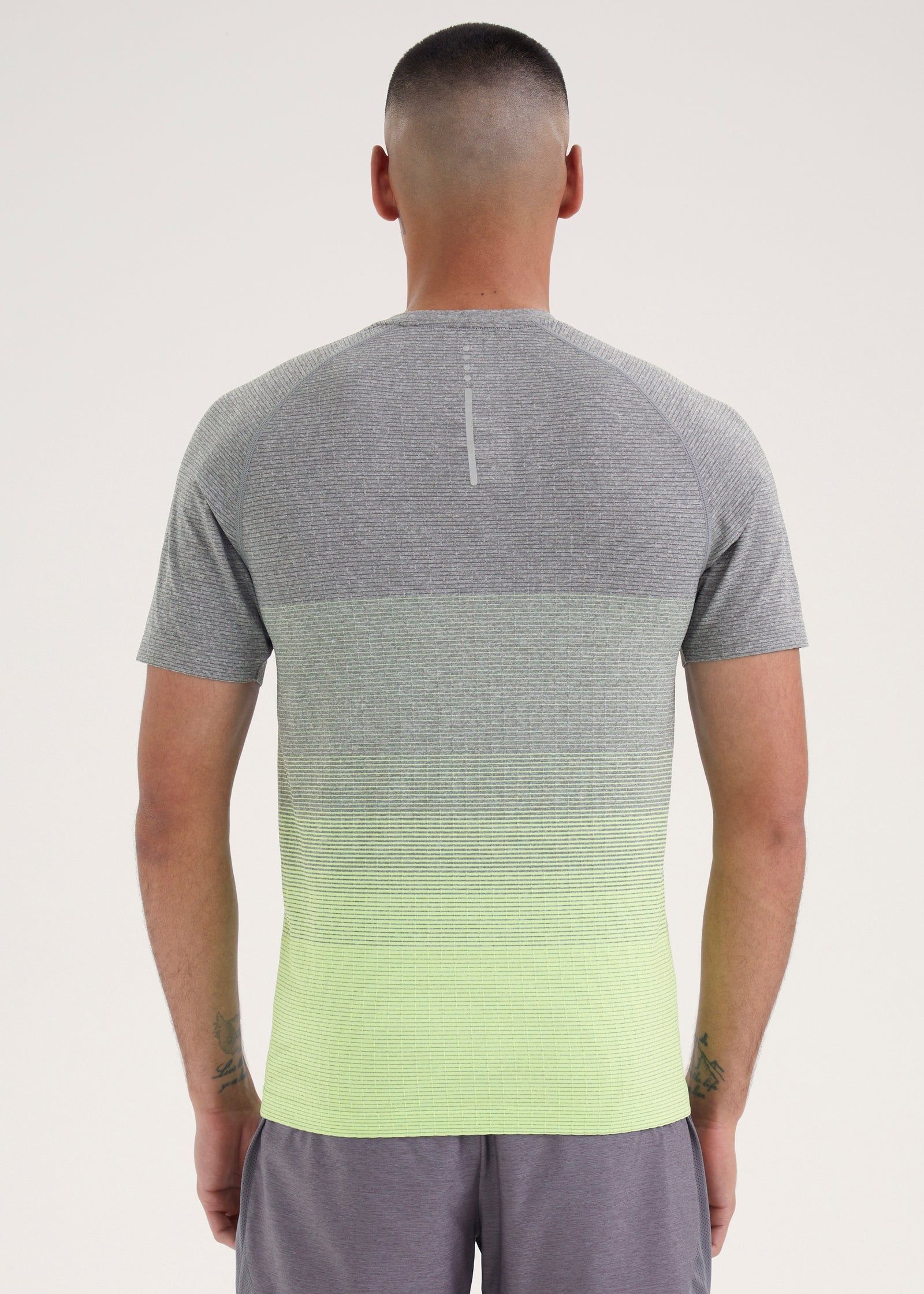 Souluxe Grey & Lime Ombre Sports T-Shirt - Multi - L