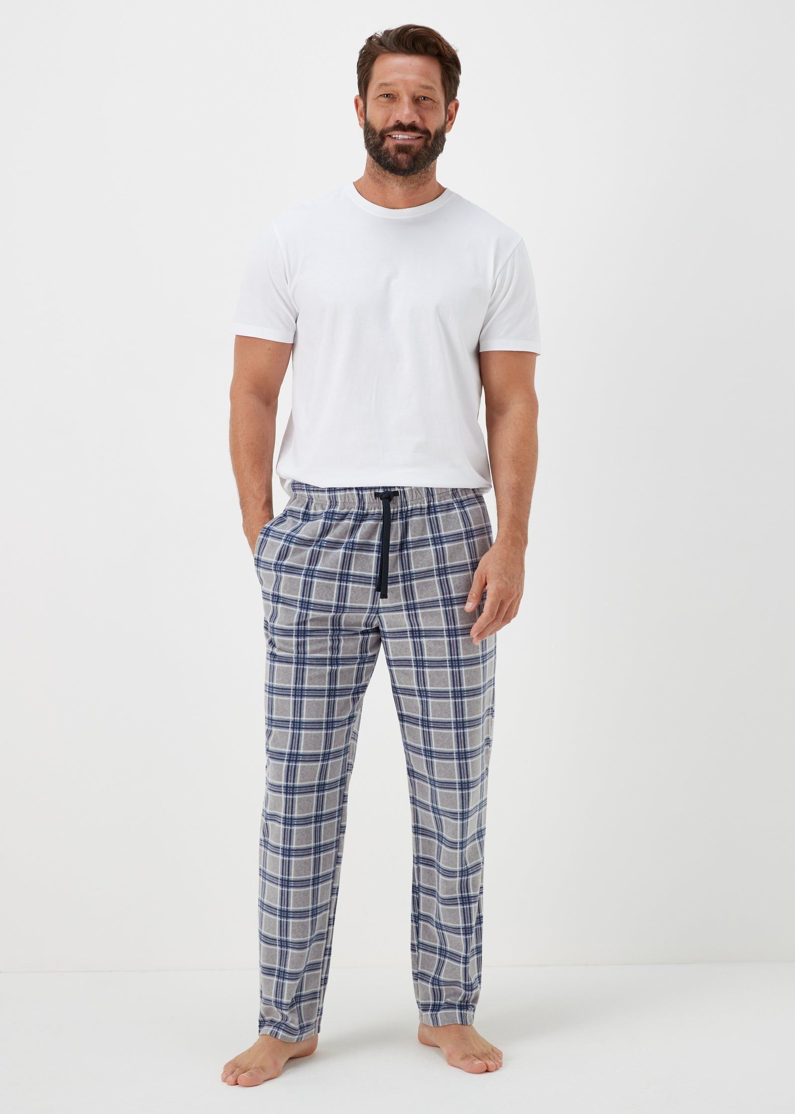 Buy Grey Check Microfleece Pyjama Bottoms in Jordan - bfab