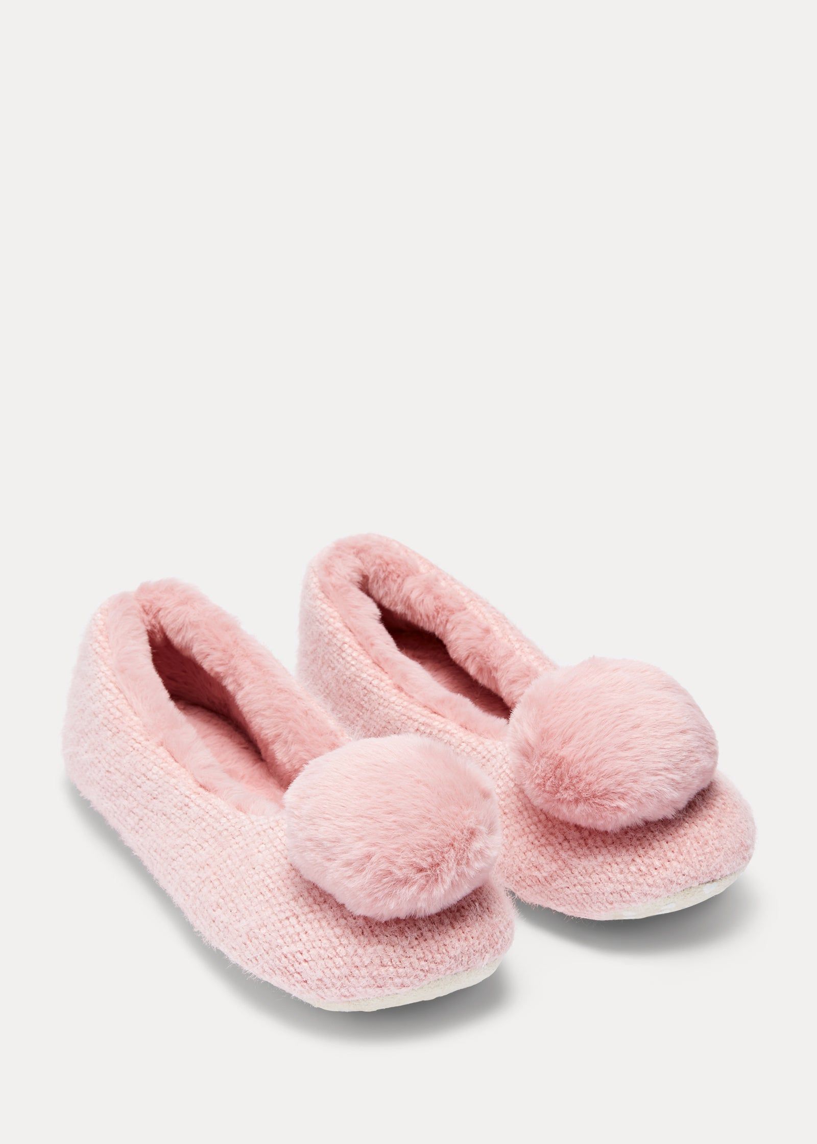Buy Pink Herringbone Ballet Pom Pom Slippers Pink 7 Online in Jordan bfab