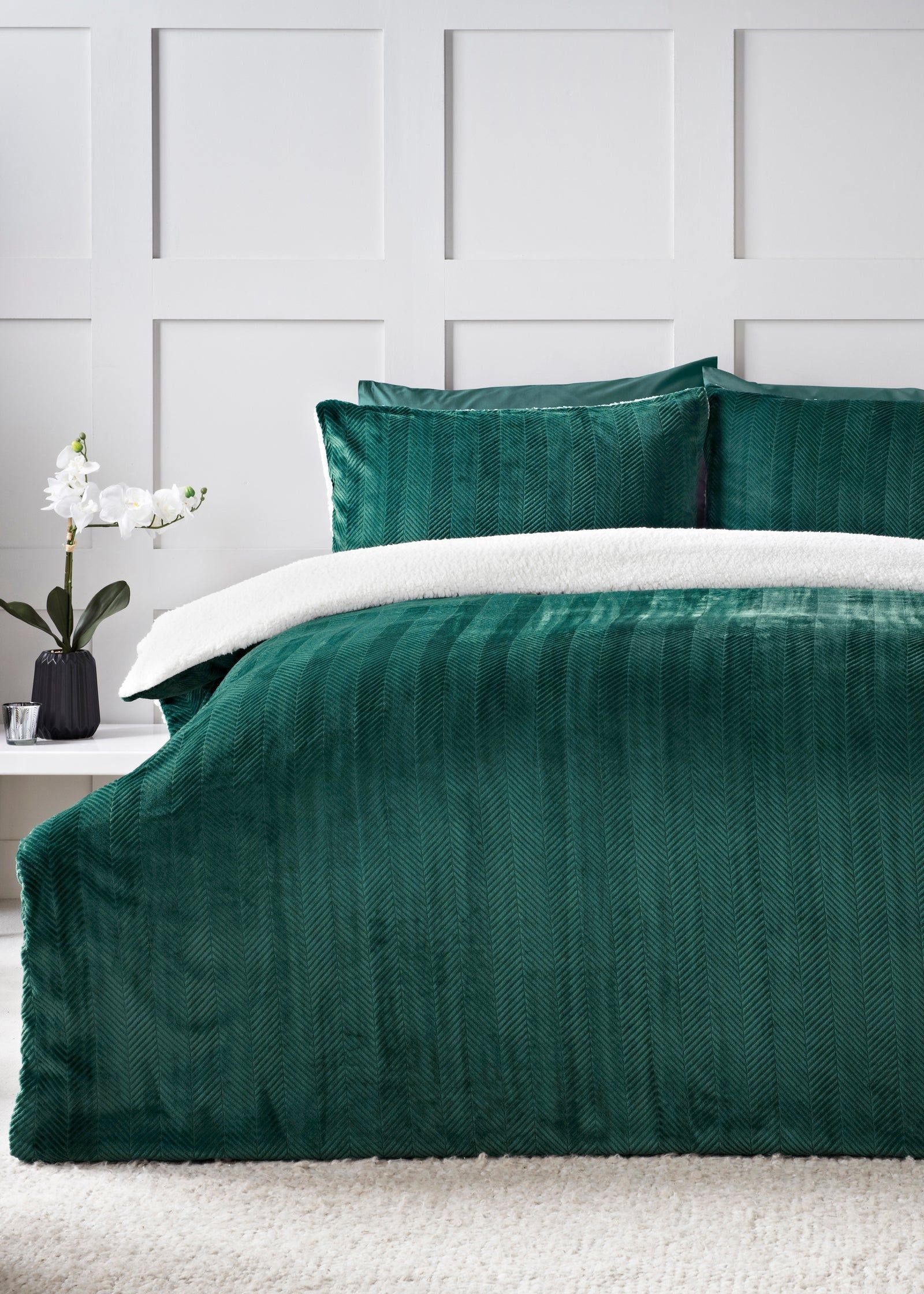 Buy Teal Embossed Fleece Reversible Duvet Cover Online in Bahrain from  Matalan