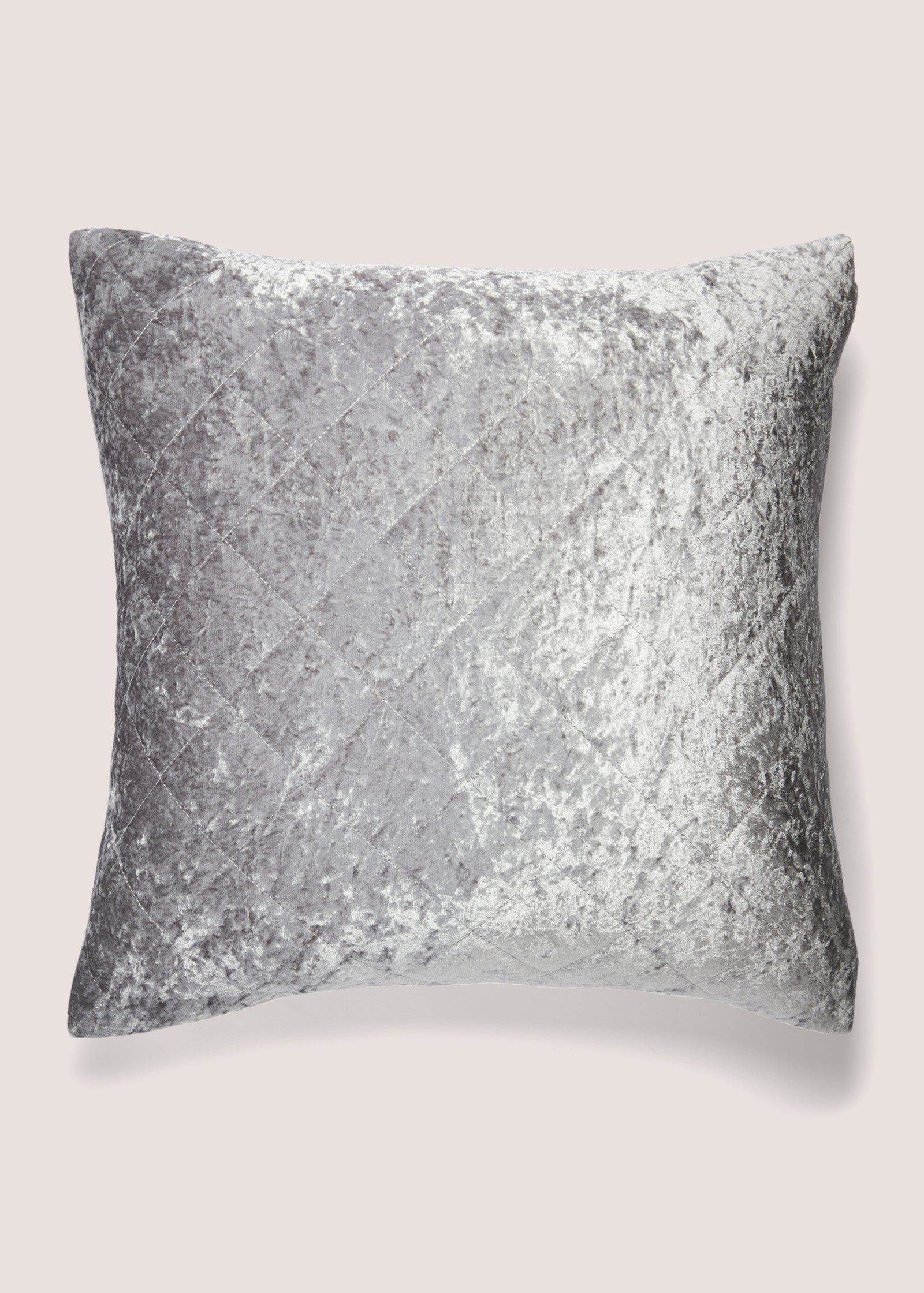 Buy Silver Quilted Crushed Velvet Cushion 43cm x 43cm Online in Oman bfab