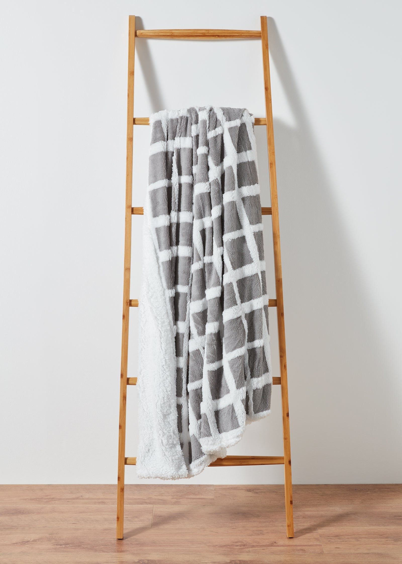 Buy Grey Grid Teddy Fleece Throw 150cm x 180cm Online in UAE from Matalan