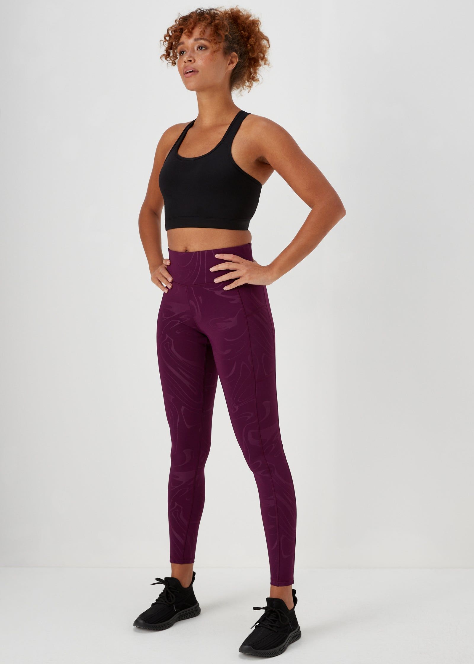 Buy Souluxe Plum Marble Jacquard Sports Leggings Online in Bahrain bfab