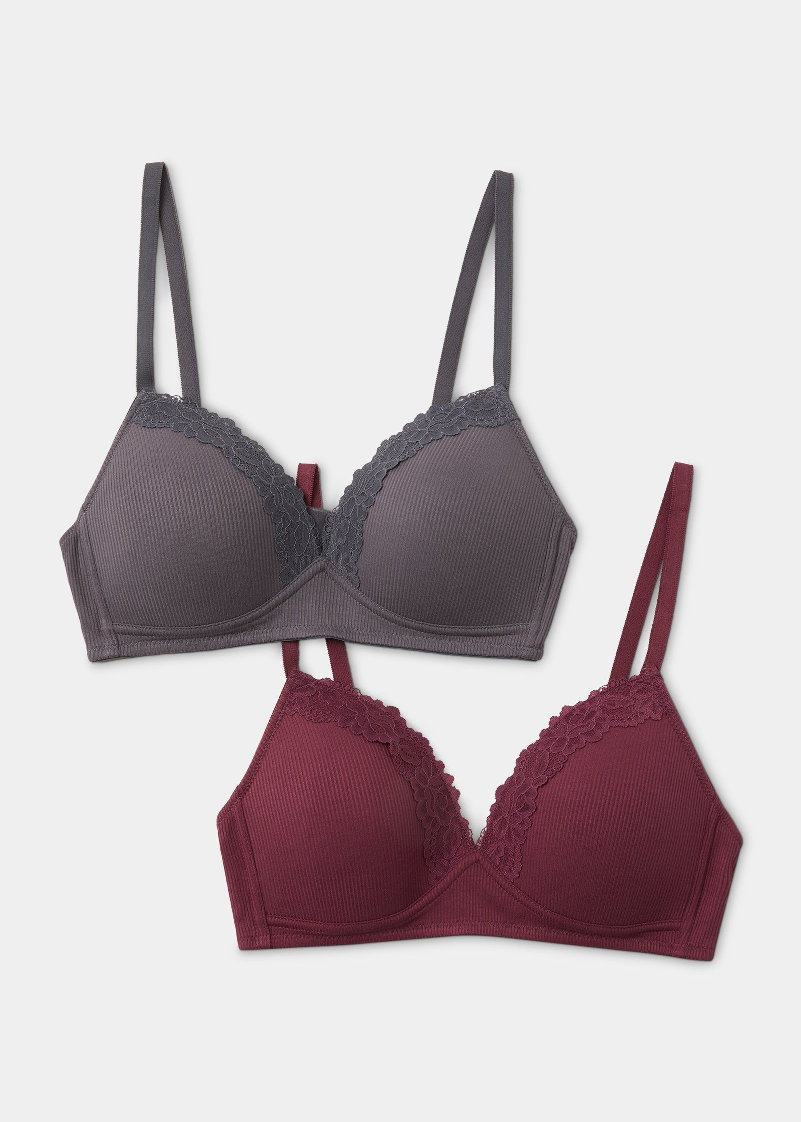 Buy Non-Wired Ribbed Lace Bras Online in Oman from Matalan