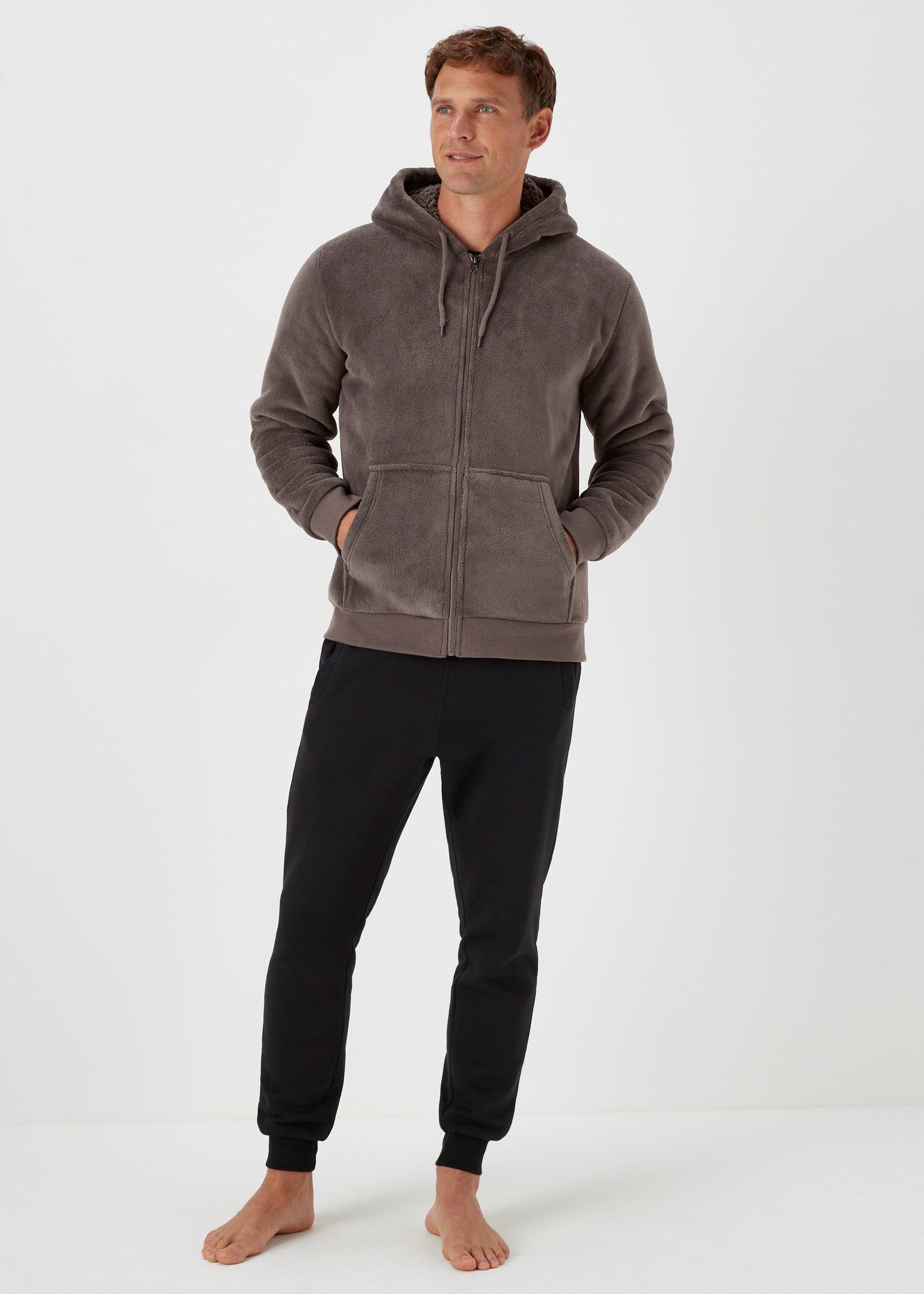 Buy Charcoal Zip Up Fleece Lounge Hoodie Online in UAE from Matalan