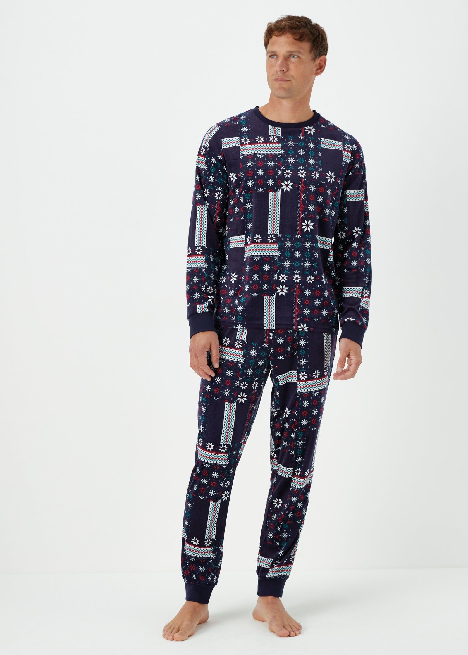 Navy Star Slinky Fleece Pyjama Bottoms