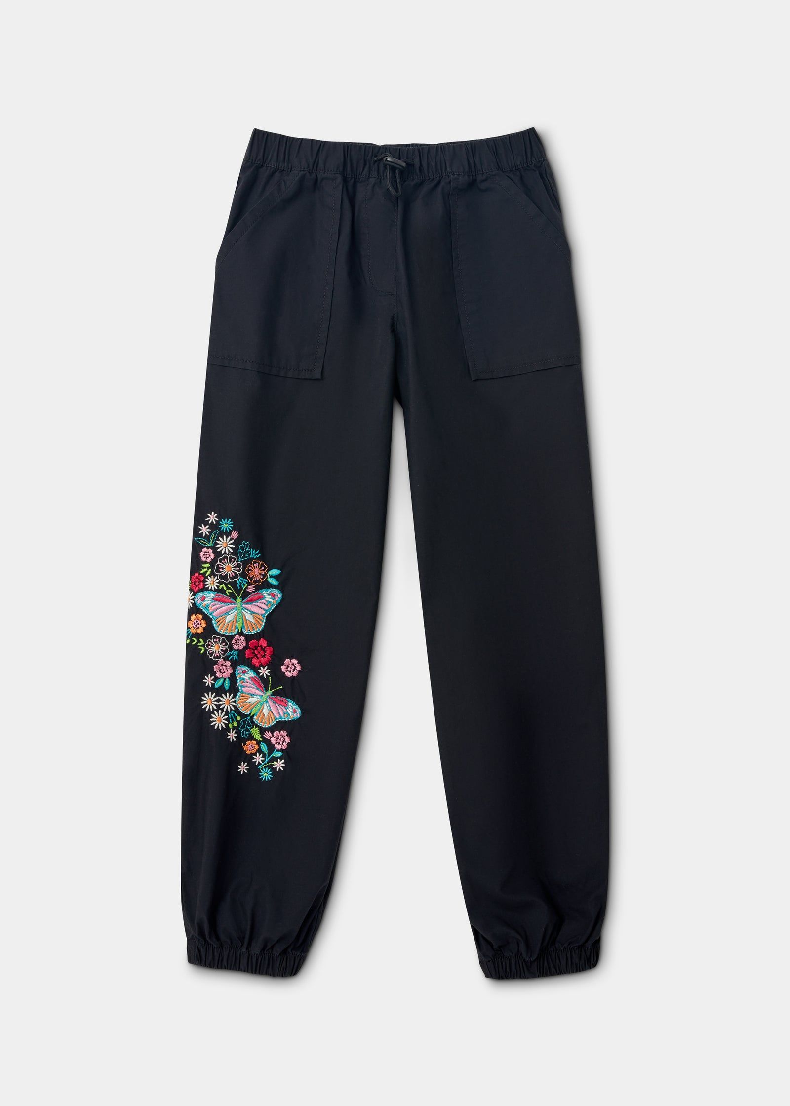 Buy Girls Black Butterfly Embroidered Cargo Trousers Online in Jordan from  Matalan