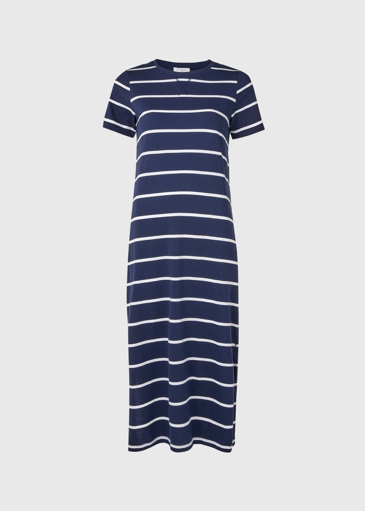 Navy white striped t shirt dress 2025
