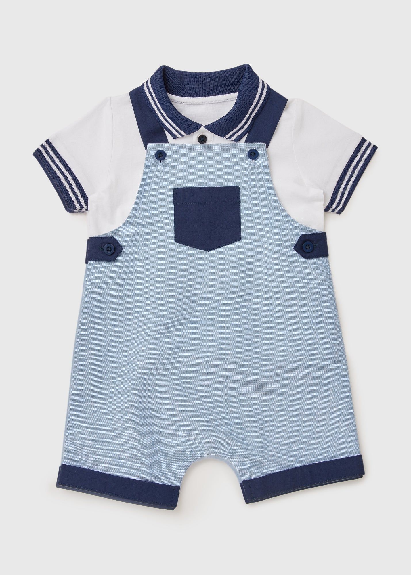 Buy Baby Chambray Top Dungaree Set Blue 0 3 M Online in Oman from Matalan