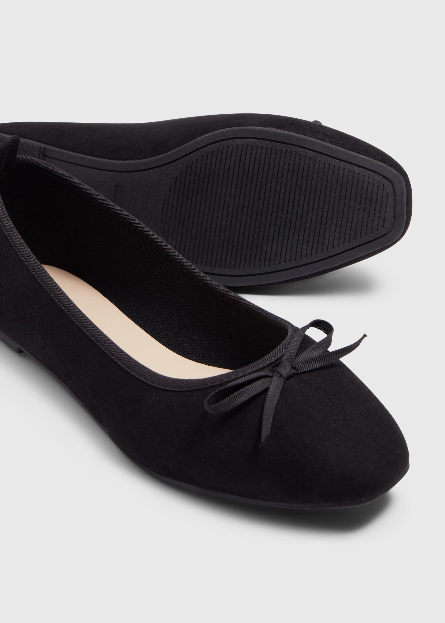 Suede Matalan Ballerina Shoes Buy Bow Ballet Shoes-Black-5