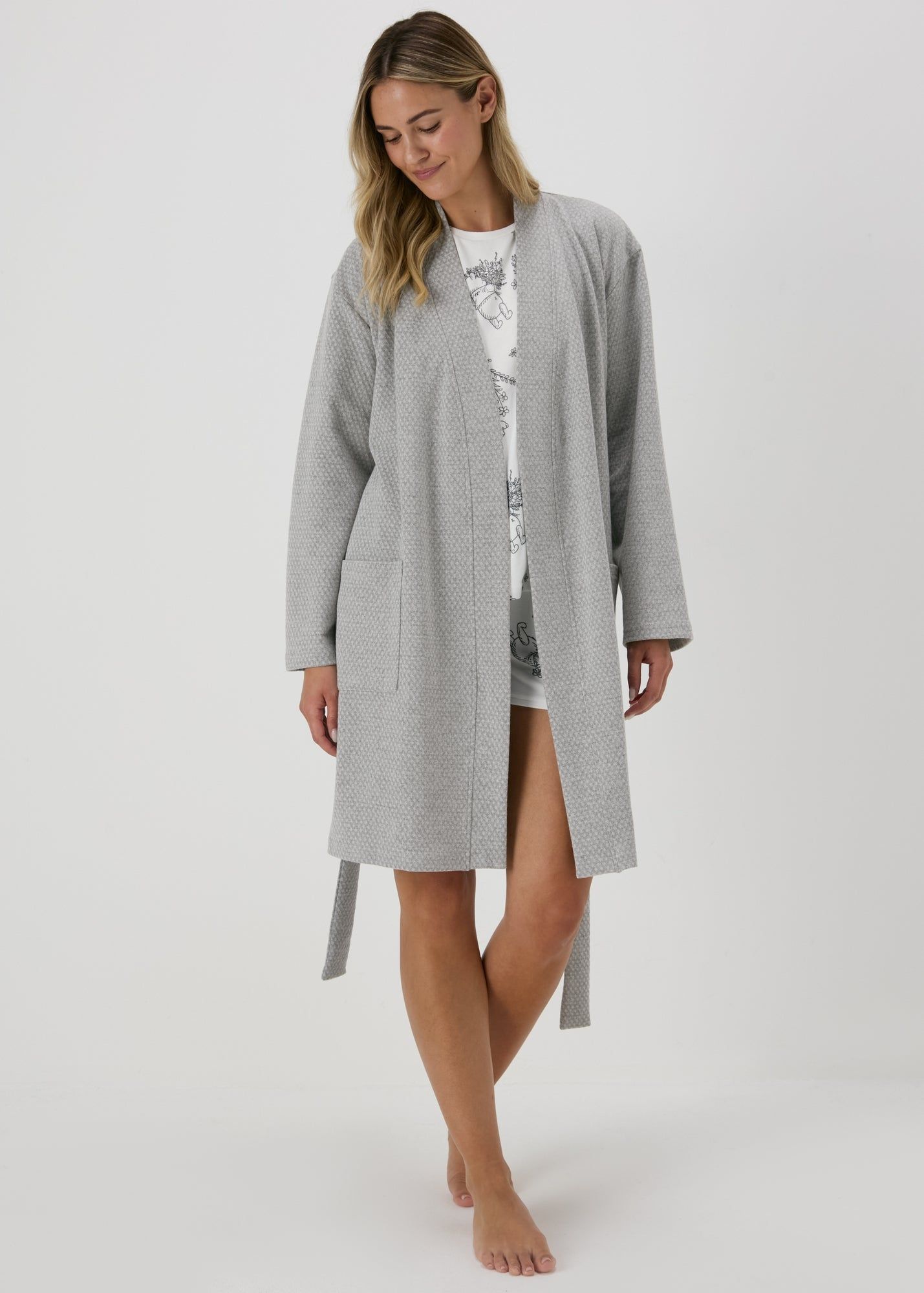 Waffle Dressing Gown Grey L