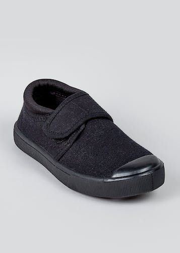 Buy Kids Black Strap Plimsolls Black 13 Infants Online in Bahrain from Matalan