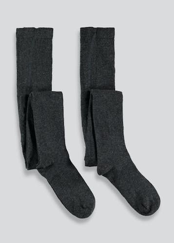 Girls 2 Pack Cotton Tights