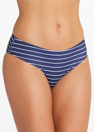 Navy and white striped bikini bottoms clearance