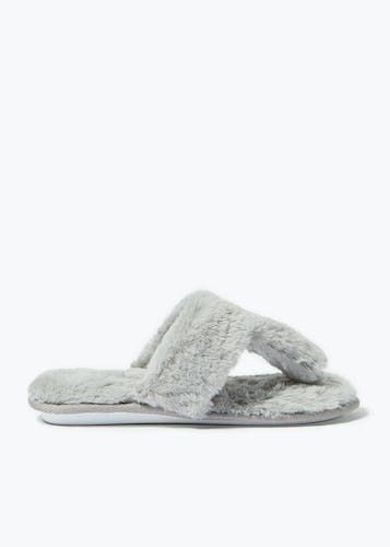 Buy Faux Fur Toe Post Slippers Online in Qatar from Matalan
