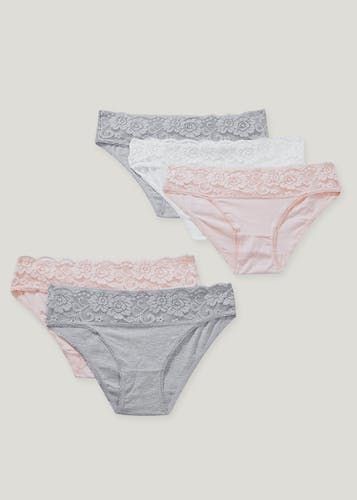 4 Pack Pink & Red Lace Knickers - Matalan