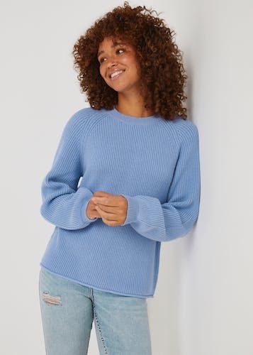 Blue knit jumper new arrivals
