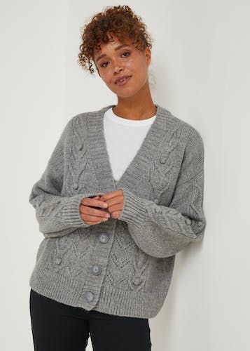 Buy Grey Cable Knit Bobble Cardigan Online in Qatar from Matalan