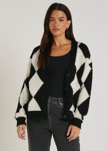 Buy Monochrome Diamond Cardigan Black M Online in Oman from Matalan