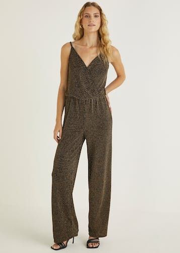 Buy Be Beau Black Gold Metallic Jumpsuit Online in Qatar from Matalan