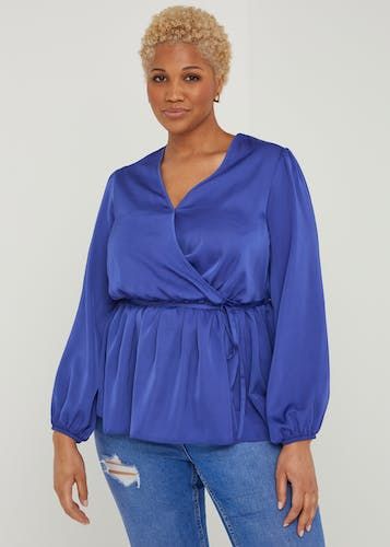 satin blouse blue