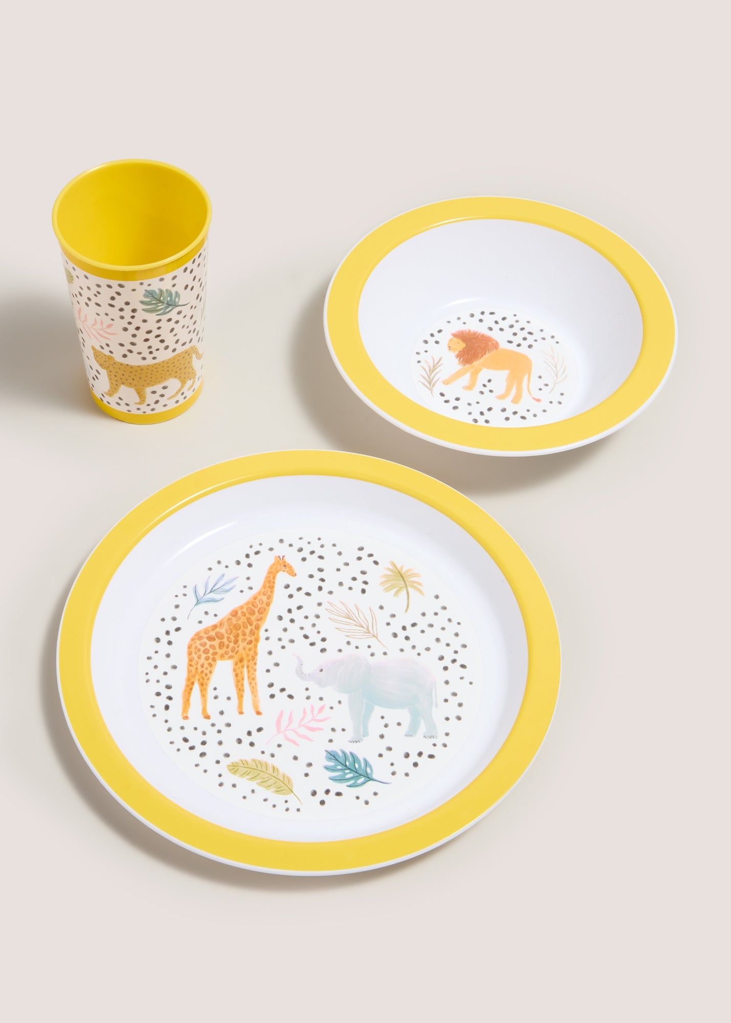 Kids Safari 3 Piece Dinner Set Yellow Yellow One Size