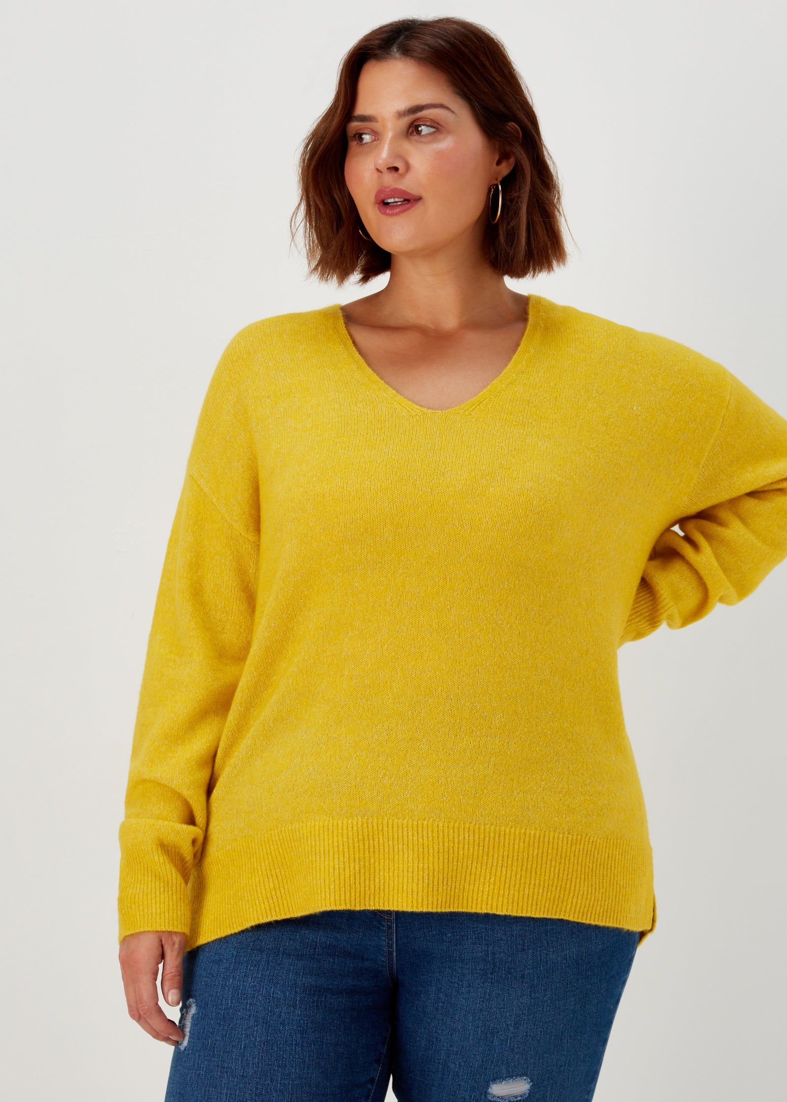 Buy Papaya Curve V Neck Jumper Online in Oman from Matalan